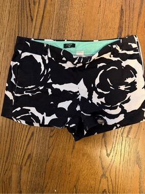 J. Crew Black & White Floral Print Cotton Shorts